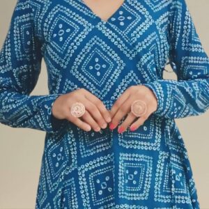 Blue Angrakha style Kurta set with Palazzo